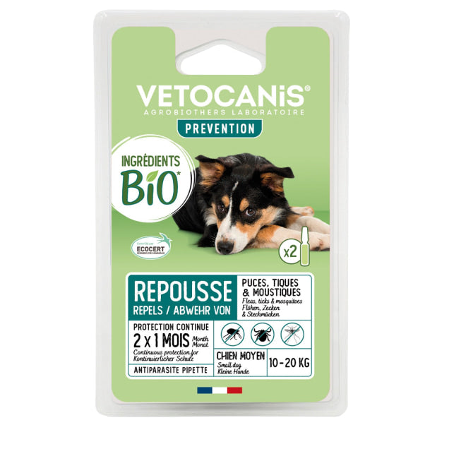 Pipettes Anti-Puces et Anti-Tiques  BIO pour Chien moyen